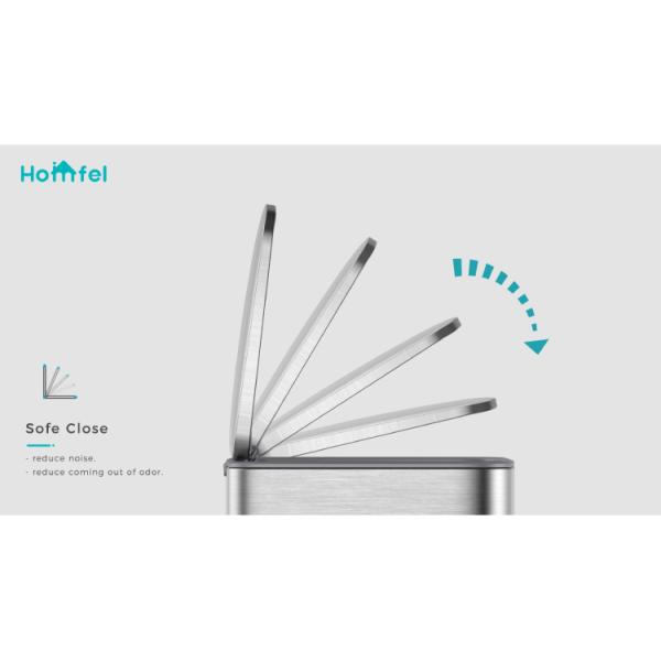 Rectangular Shape Recycling Household Trash Can 3L*2 Stainless Steel Pedal Bin with Rolling Cover Type and Easy Cleaning