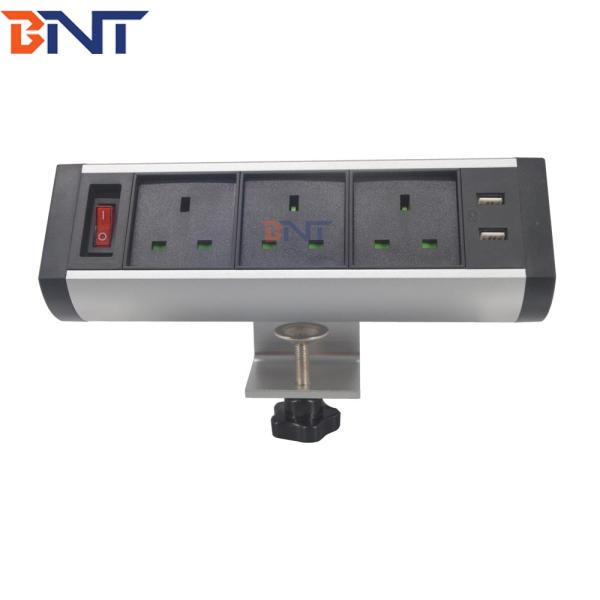 UK 3 ways electrical clamp on office desk power socket with usb port