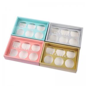 Quality CMYK PMS Recycled Paper Gift Box 6 Compartment Cupcake Container for sale