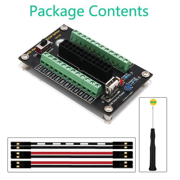 ATX 24/20 Pin Power Supply Breakout Board Module With USB 5V Port And Acrylic Base