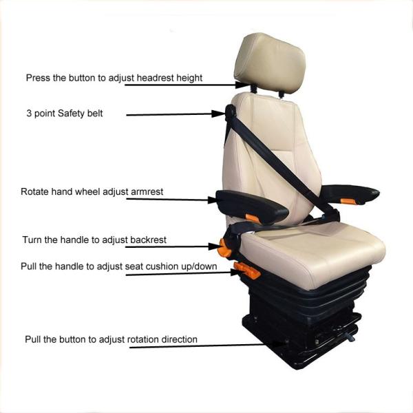 Beige Backrest Adjustment Static Seat Construction Machinery Seats