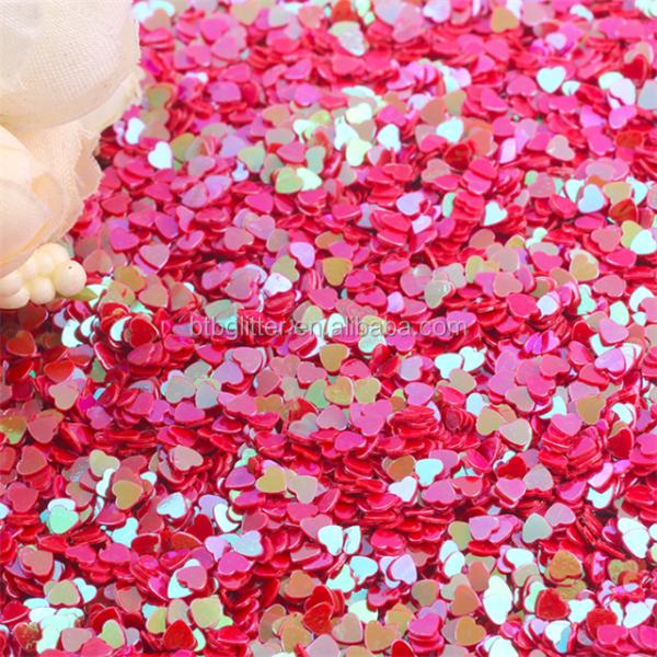 Thousand Choices Offered Sequins 3mm Peach Heart Shape Mixed Glitter PVC Material for Artware