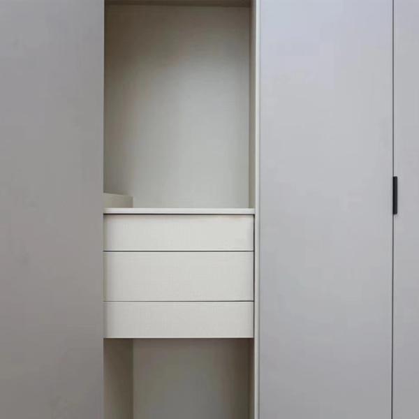 Grey E1 Modern Wardrobe Closets Folding Door Wardrobe With Drawers