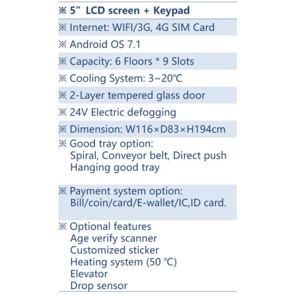 Coin Operated 24 Hours Self Service Snack Food Vending Machine