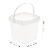Clear Plastic Container With Lid Ice Cream Bucket Food Storage Container Freezer Storage Bucket Square Plastic Pails With Handle For Home Kitchen