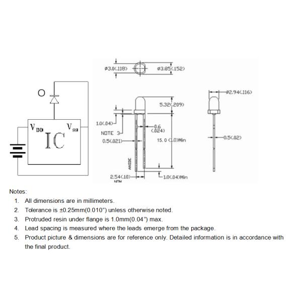 1.5Hz Flash LED Clear Lens 605nm Orange LED Diode 30 Deg 3mm Through Hole Blink LED Product