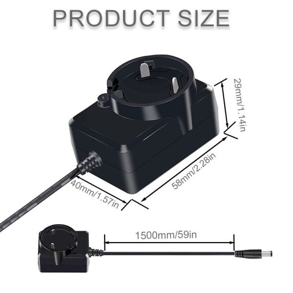 12V 24V Interchangeable Plug Power Adapter with Multiple AC Plugs and 3 Years Warranty