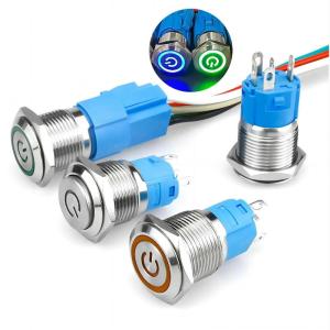 China 16mm Momentary Latching High Current LED Illuminated IP67 Waterproof Metal Push Button Switches 10A Self-locking With Wire on sale
