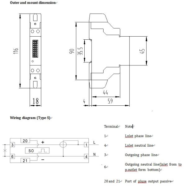 120V/220V/230V 1 Phase 2 wires DIN Rail Smart KWH Energy Meter 5(30)A