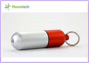 Quality Silver & red doctor gifts 4GB custom lovely metal Promotional aluminium alloy Capsule Pill shaped USB Flash drive for sale