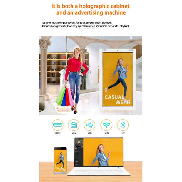 86 inch AI Virtual Digital Human 3D Interactive Hologram transparent screen display 3D Indoor Holographic Box with Holographic Fans