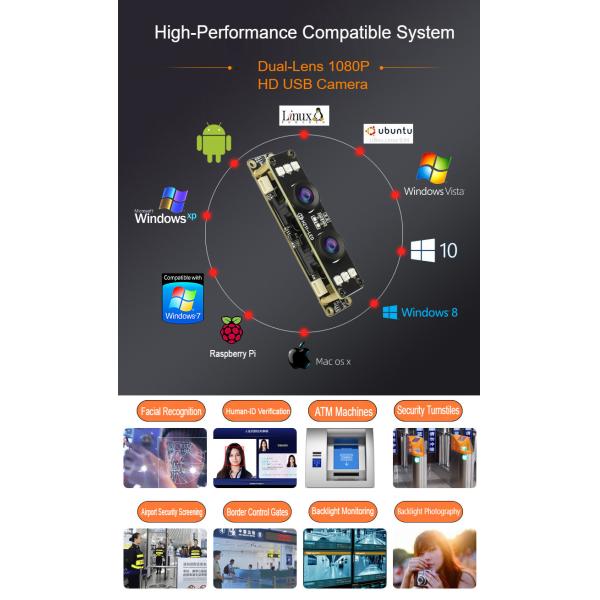 H211 High Definition USB Binocular Camera Module Block 1080p Infrared WDR Video Night Vision Illumination