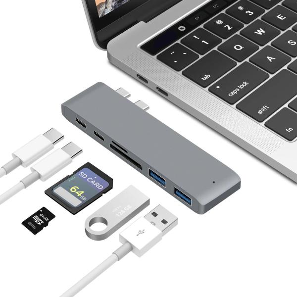 Aluminum USB 3.1 Type C Hub Adapter 4K Thunderbolt 3 USB C Hub With TF SD Reader Slot PD