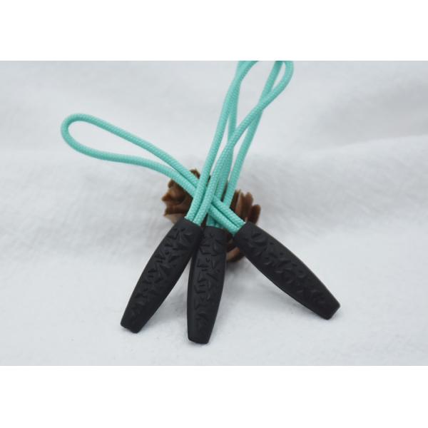 Novelty SGS 3D Embossed Plastic Zipper Puller With Polyester String
