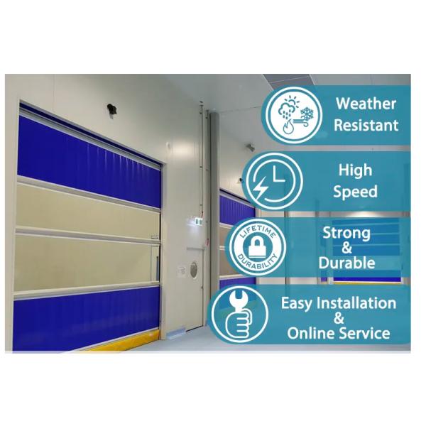 Industrial Automatic PVC Fabric High Speed Performance Fast Acting Rapid Rise Overhead Quick Roll up door