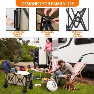 Folding Garden Cart’S Telescoping Adjustable Handle Locks And Extends Allows