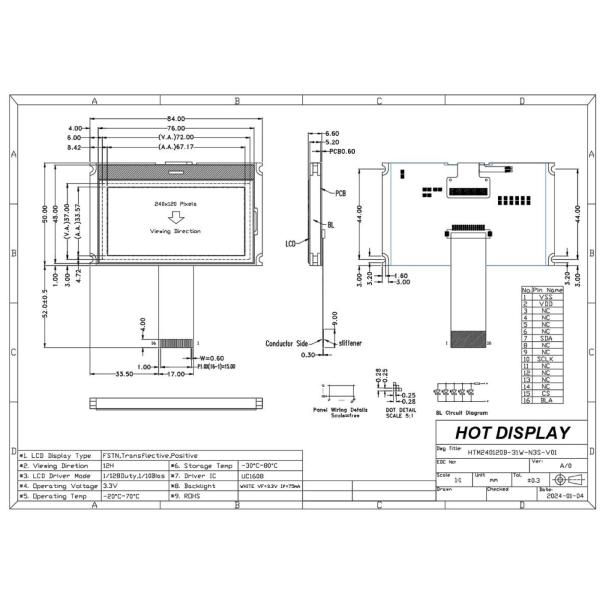 0.97'' 88x184 COG SSD1680 E- Paper Display Module With Equipment Control PCB Frame