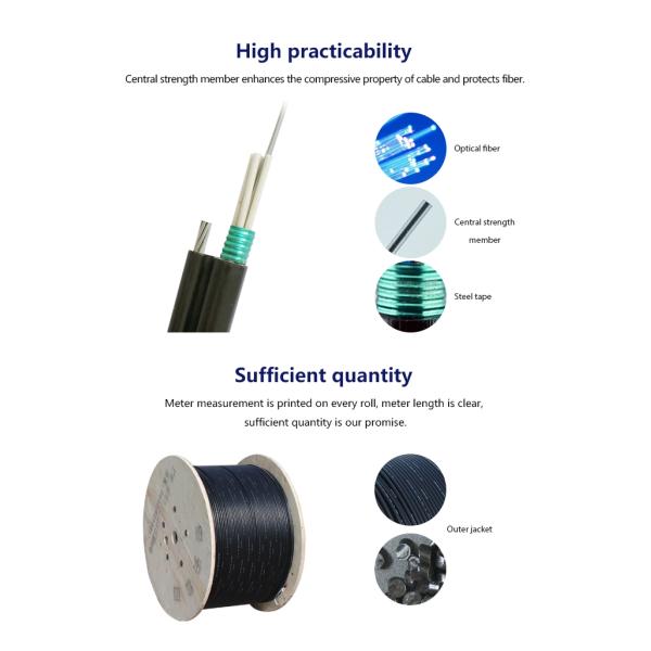 Black Outdoor Aerial Fiber Optic Cable GYXTC8S Singlemode Figure 8 Self Supporting