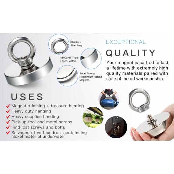 Power 500KG Pulling Force Neodymium Salvage Magnet for Metal Detecting in Rivers and Seas