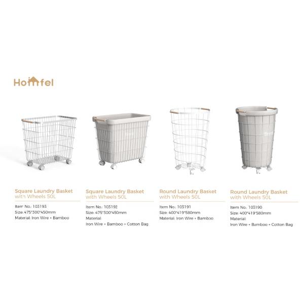 Household Wire Laundry Hamper With Wheels Metal Clothes Hamper 400x419x583mm