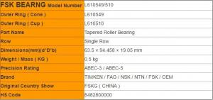Quality Non - Standard L610549/510 Tapered Roller Bearings Catalogue Gcr15 , Inch Size for sale