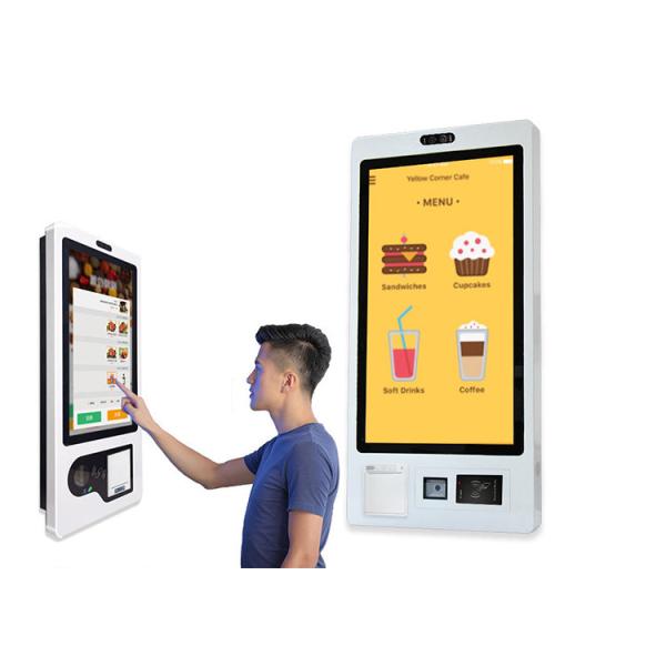 Self Ordering Restaurant Payment Kiosk Touch Screen With QR Printer