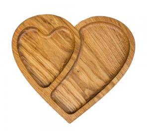 China Bamboo Heart Shaped Serving Plate Walnut Wood Fruit Tray Eco Friendly on sale