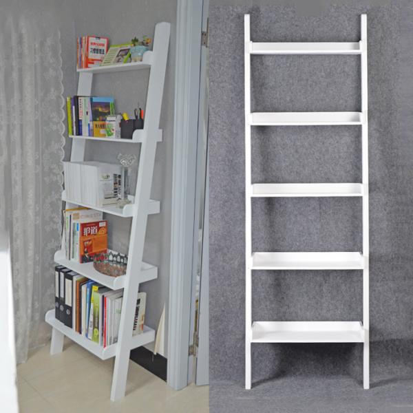 5 Layers 74.8'' Multifunctional Wooden Corner Bookshelf