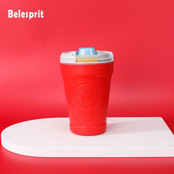 Buy Customized Silicone Coffee Mug Travel Use With Handle And Lock at wholesale prices