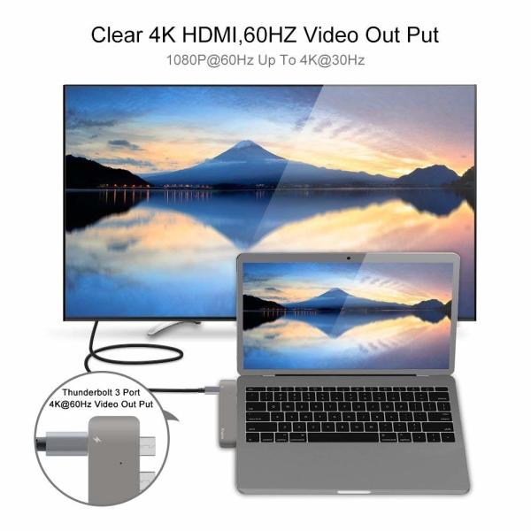 USB C Hub Type C Adapter, Compatible with MacBook Pro 2016/2017/2018 13"15" 40Gbs Thunderbolt 3,Type C Data Port,4K