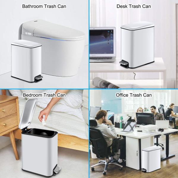 Small foot pedal Indoor Trash Can 5 Liter 1.3 Gallon Rectangular Step Garbage Can