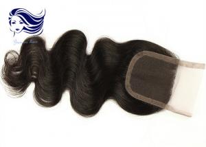 China Bleached Swiss Lace Top Closure / Human Hair Lace Closures Natural Black on sale