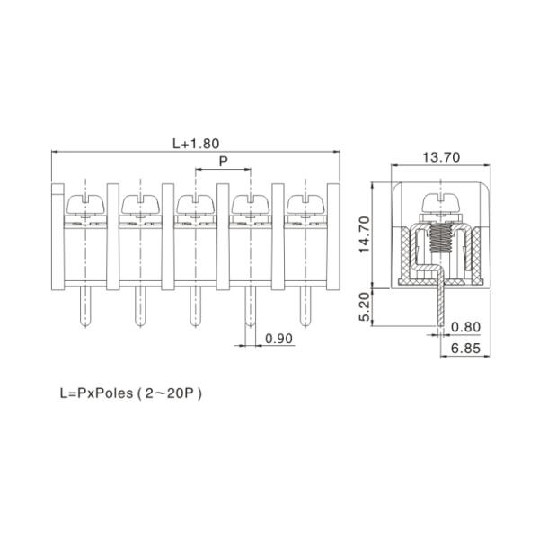 Factory Direct Sales Barrier Connector 7.62mm Pitch Customized color and Pins