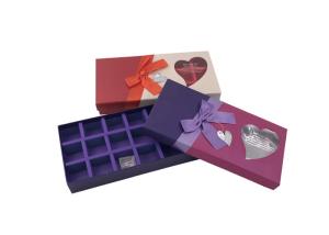 China Luxury Rectangular Chocolate Presentation Boxes With Ribbon And Window on sale