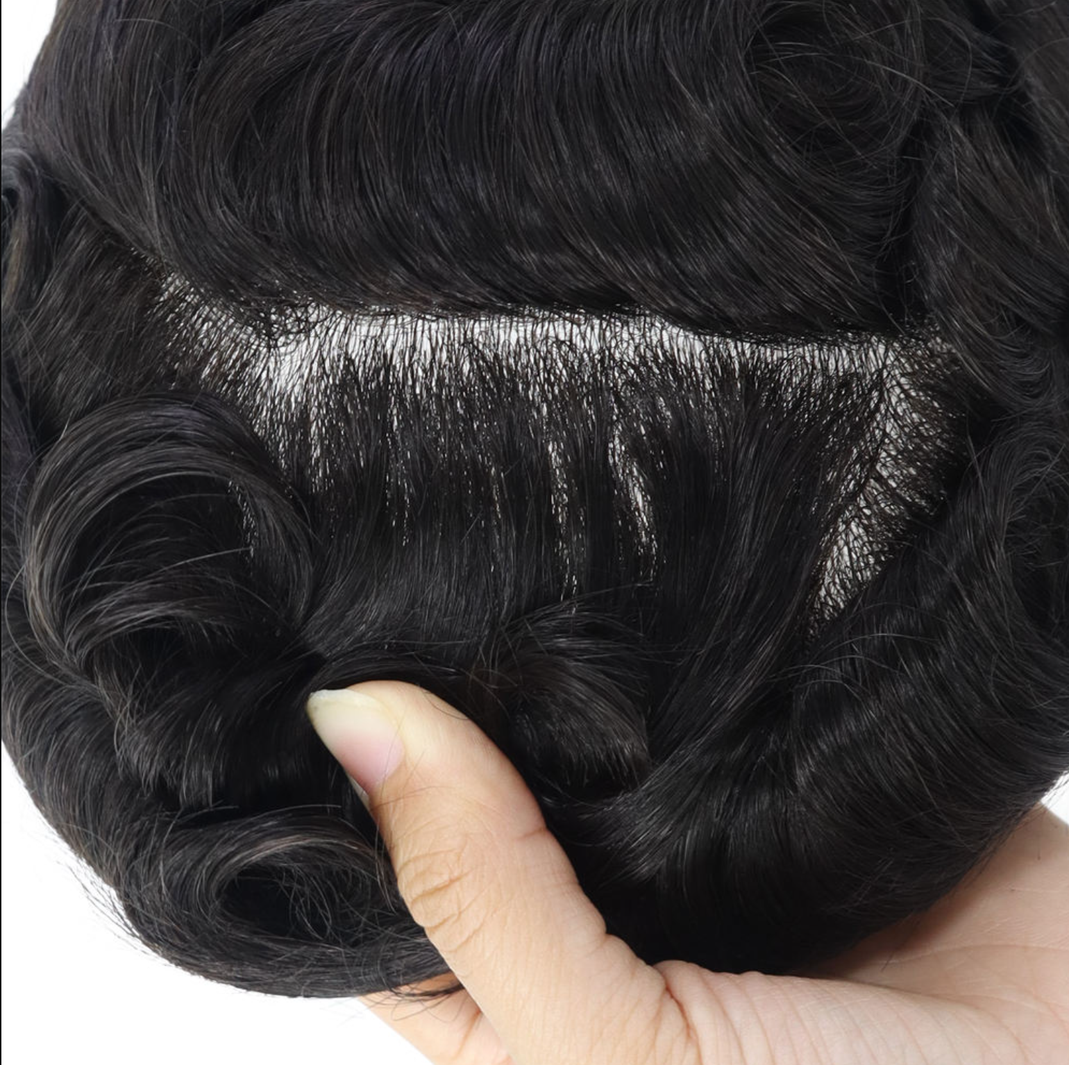 Buy cheap SKIN V-looped Human Hair Pieces 0.12-0.14mm Polyskin Proteses Toupee 130% from wholesalers