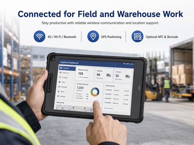 Android Rugged Tablet 8 Inch for Inventory Checks Stock Records and Mobile Data Entry