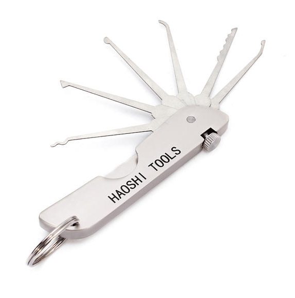 High Quality HaoShi 6 in 1 Folding 6pcs Lock Pick Set Picking Locksmith Tool Opener Folding Locksmith Tool