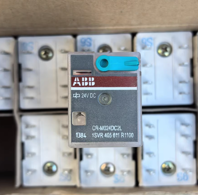 ABB Plug-in Relay Module with 24 V DC Low Voltage Coil and Double Normally Open Contacts for Industrial Automation