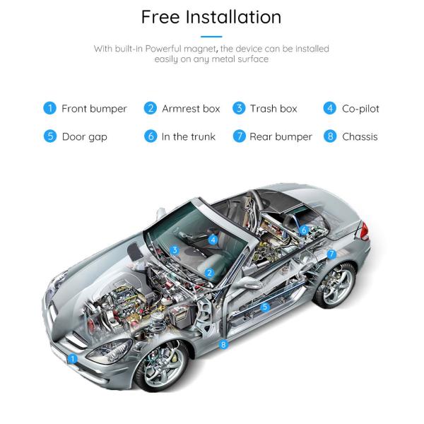 LBS ACC Vehicle GPS Tracker 140mAh DC9V Hidden Free ISO Android APP Software