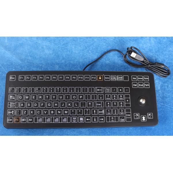 108 Keys Compact Format Industrial Membrane Keyboard IP66 With Integrated Trackball