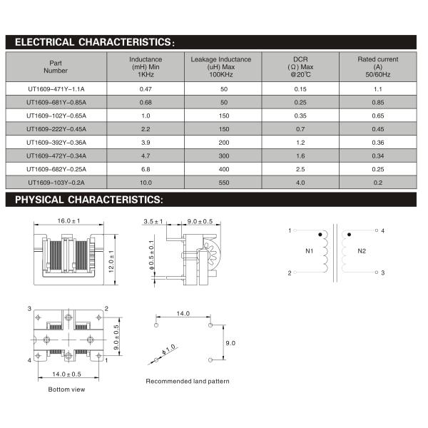 Low Frequency Attenuation Common Mode Choke Coil 50 / 60Hz