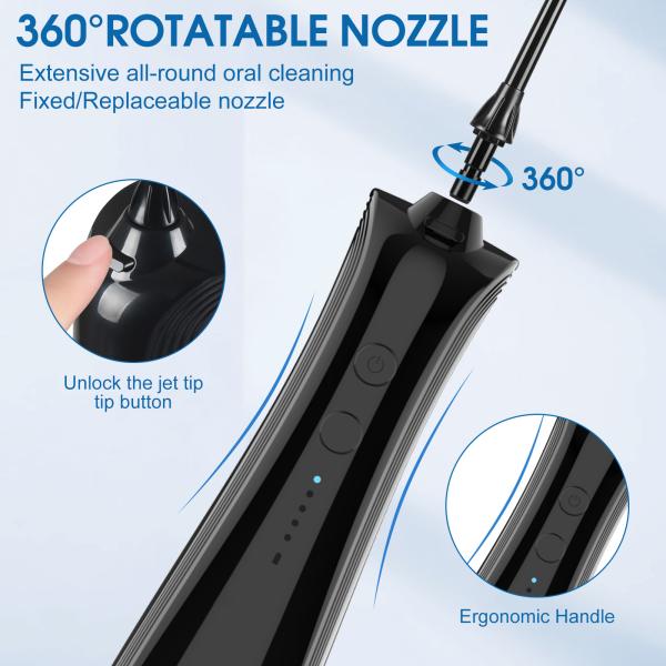 140ml Capacity Water Tooth Flosser 5 Modes 30 Days Usage Time Waterproof for Dental Cleaning