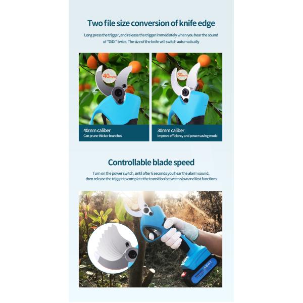 Swansoft 4.0CM Electric Secateurs Electric Pruner Lithium Battery Pruning Shears Bypass Handheld Trimmers