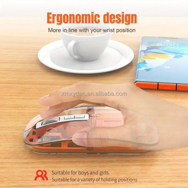 2400 Dpi Backlight Wired Mouse 2.4G Receiver Super Slim Custom Transparent Ergonomics