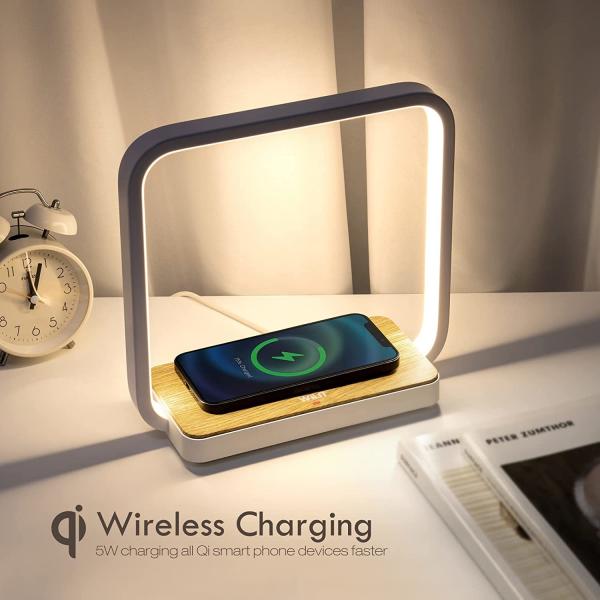 Buy Bedside Lamp with Qi Wireless Charger, Table lamp 3 Step Dimmable Touch Control Desk Lamp for for Living Room,Kids Room at wholesale prices