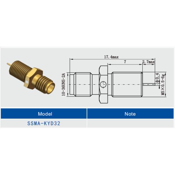Copper Alloy Gold Plated SSMA Female / Jack RF Coaxial / Coax Microstrip Connector Frequency Up To 18GHz with Bulkhead Mount