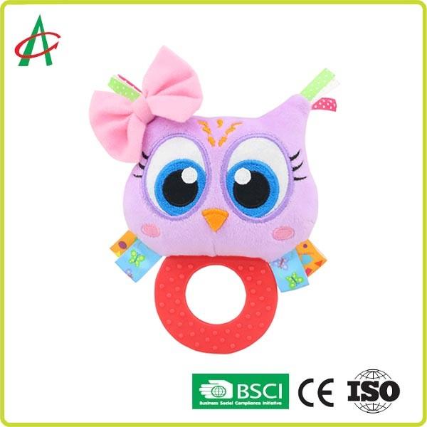 Buy ASTM Handcrafted Nontoxic Baby Plush Rattle With Teether at wholesale prices