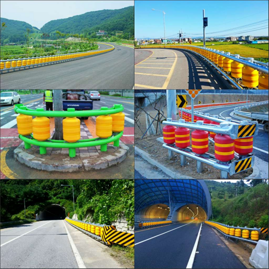 EVA PU Material Traffic Safety Roller Barrier Highway Rotary Crash