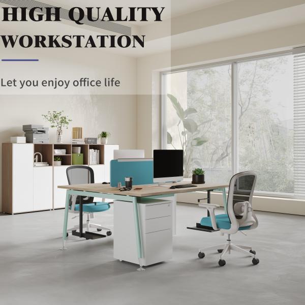 Wood Open Space Office Workstation Lockable Drawers and Customizable Options for Business Needs