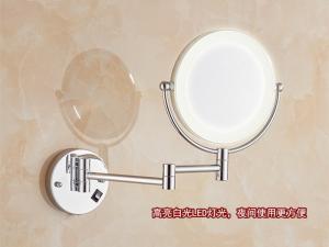 Double Sided LED Mirror Tri Fold Backlit Vanity Wall Mirror Round Shape